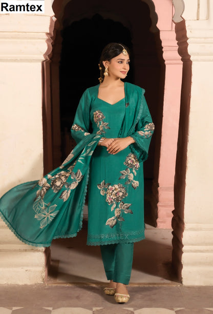 Roza Elite Ramtex Muslin Pant Style Suits Exporter Gujarat