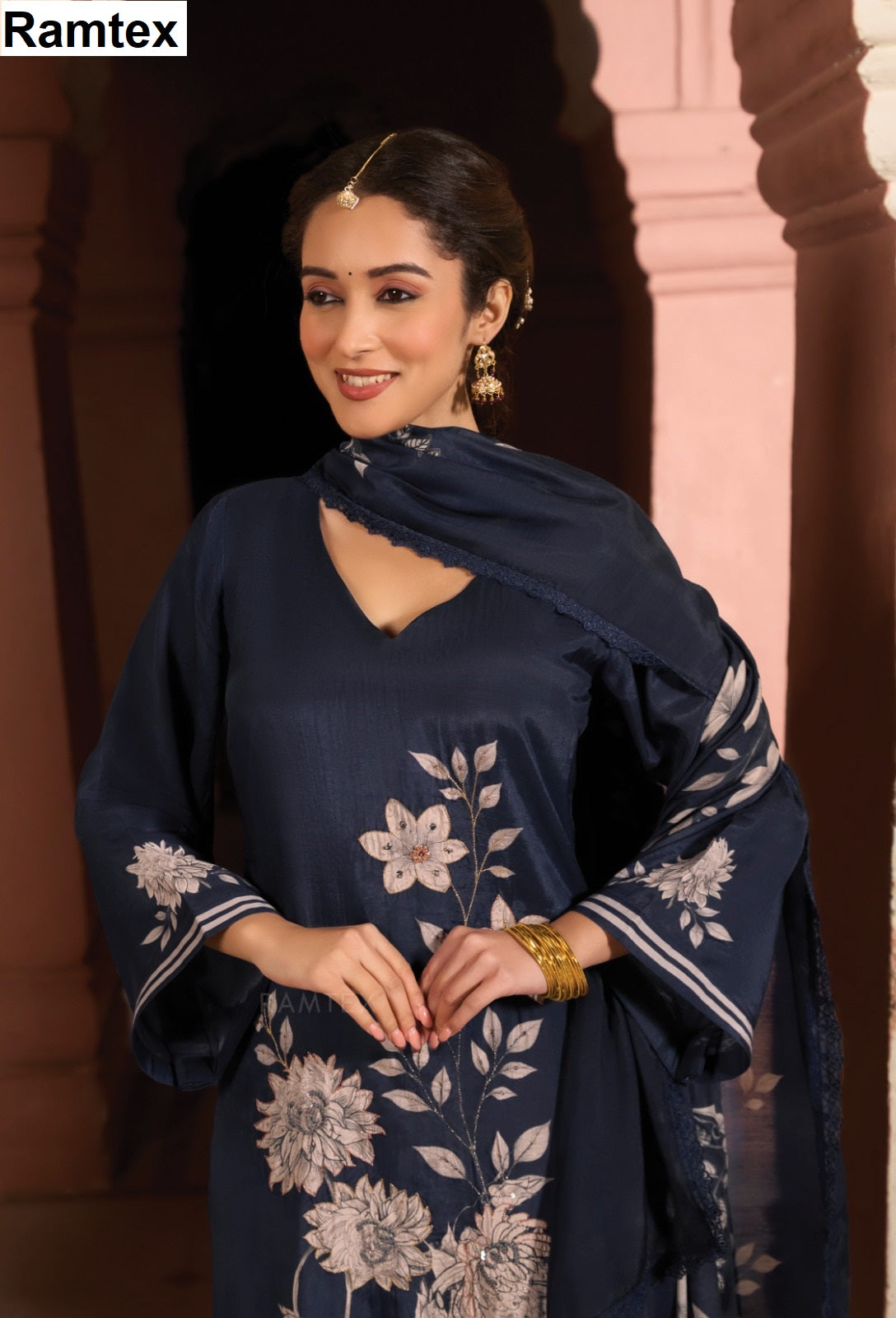 Roza Elite Ramtex Muslin Pant Style Suits Exporter Gujarat