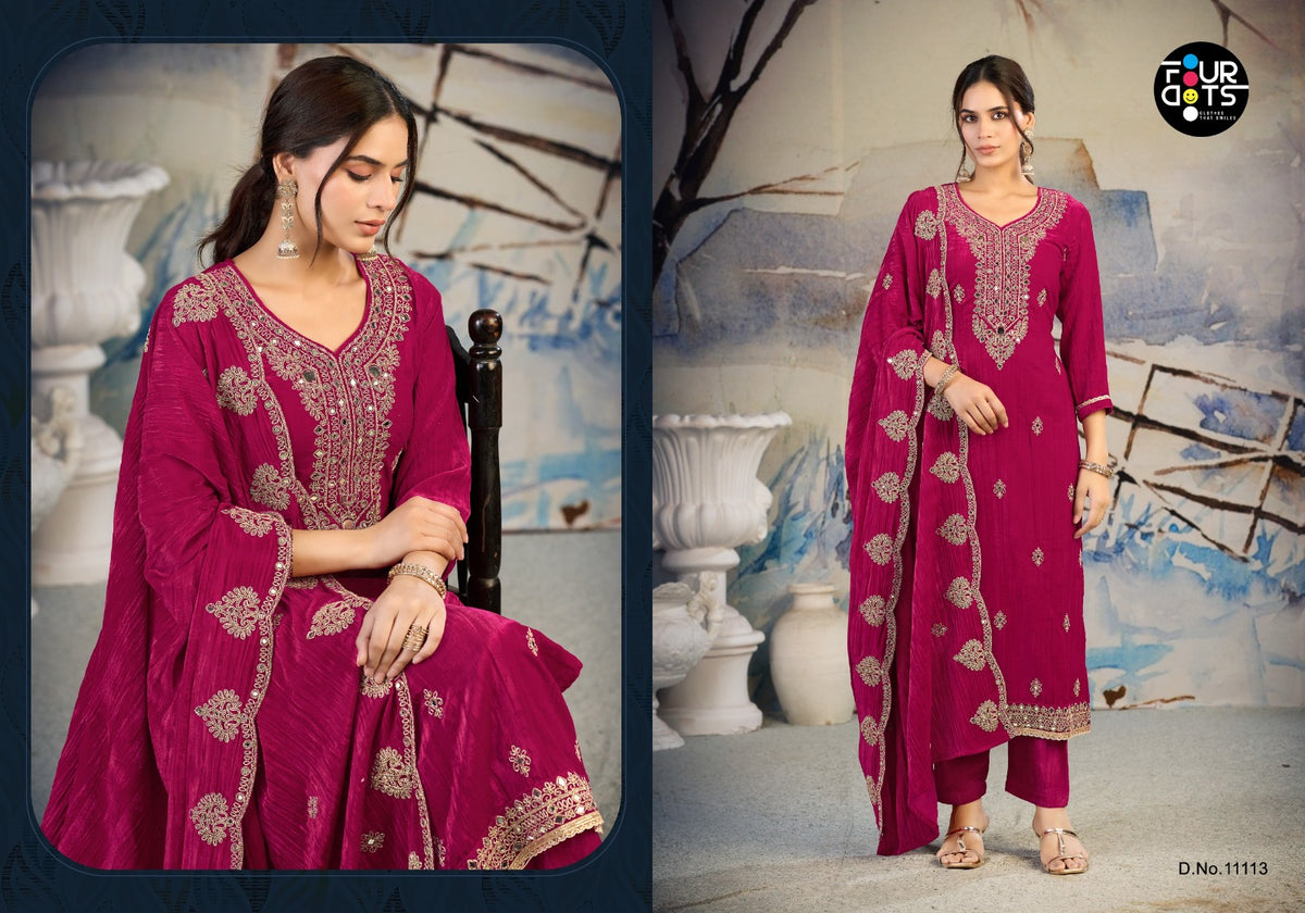 Roza Four Dots Crush Velvet Suits Manufacturer