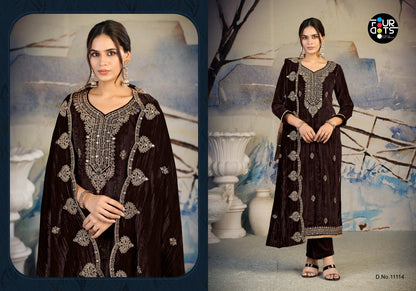 Roza Four Dots Crush Velvet Suits Manufacturer