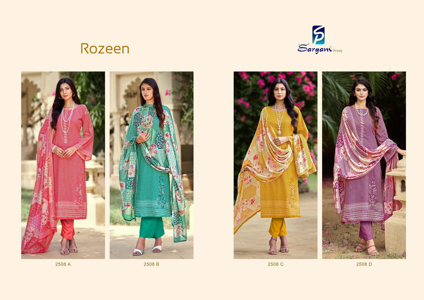 Rozeen Sargam Prints Pure Jam Pant Style Suits Wholesaler Gujarat