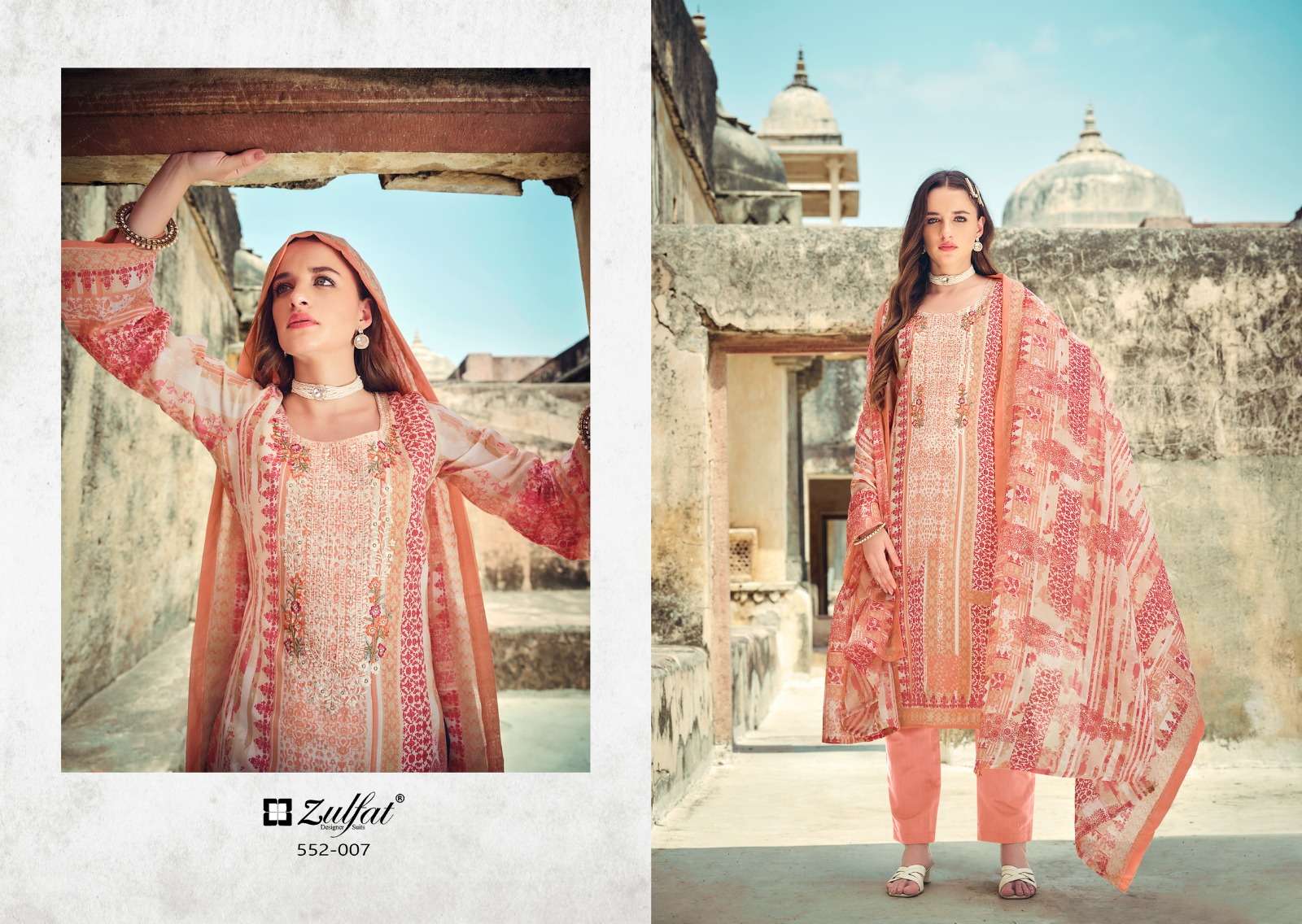 Rozeen Zulfat Designer Cotton Karachi Salwar Suits Manufacturer Gujarat