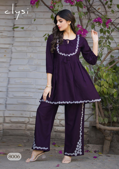 Rozella Clysi Rayon Slub Co Ord Set Supplier Ahmedabad
