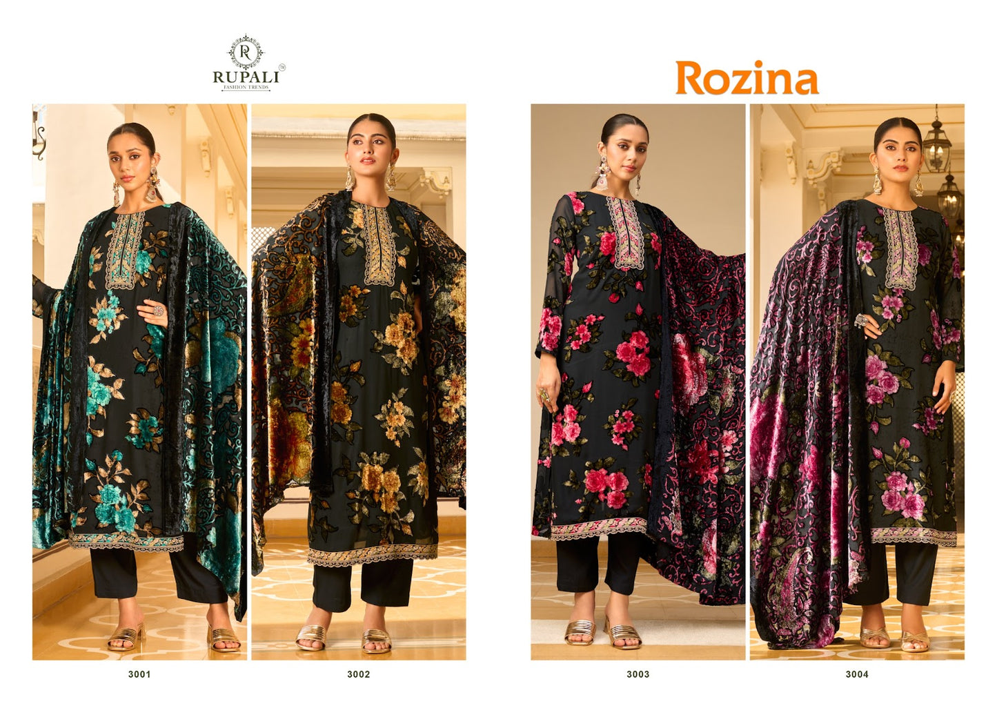 Rozina Rupali Viscose Velvet Suits Wholesale