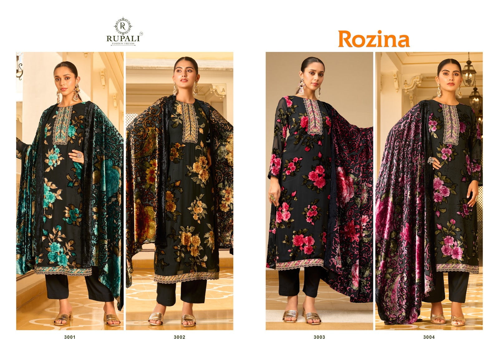 Rozina Rupali Viscose Velvet Suits Wholesale