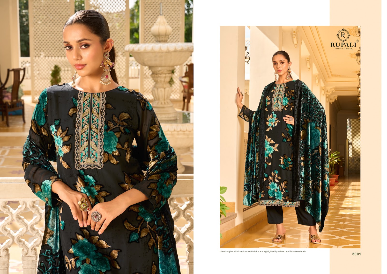 Rozina Rupali Viscose Velvet Suits Wholesale