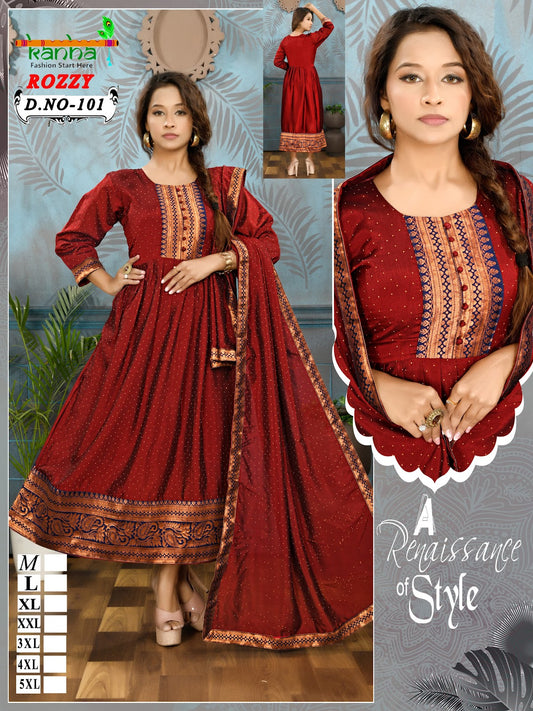 Rozzy Kanha Vichitra Kurti Dupatta Set Supplier