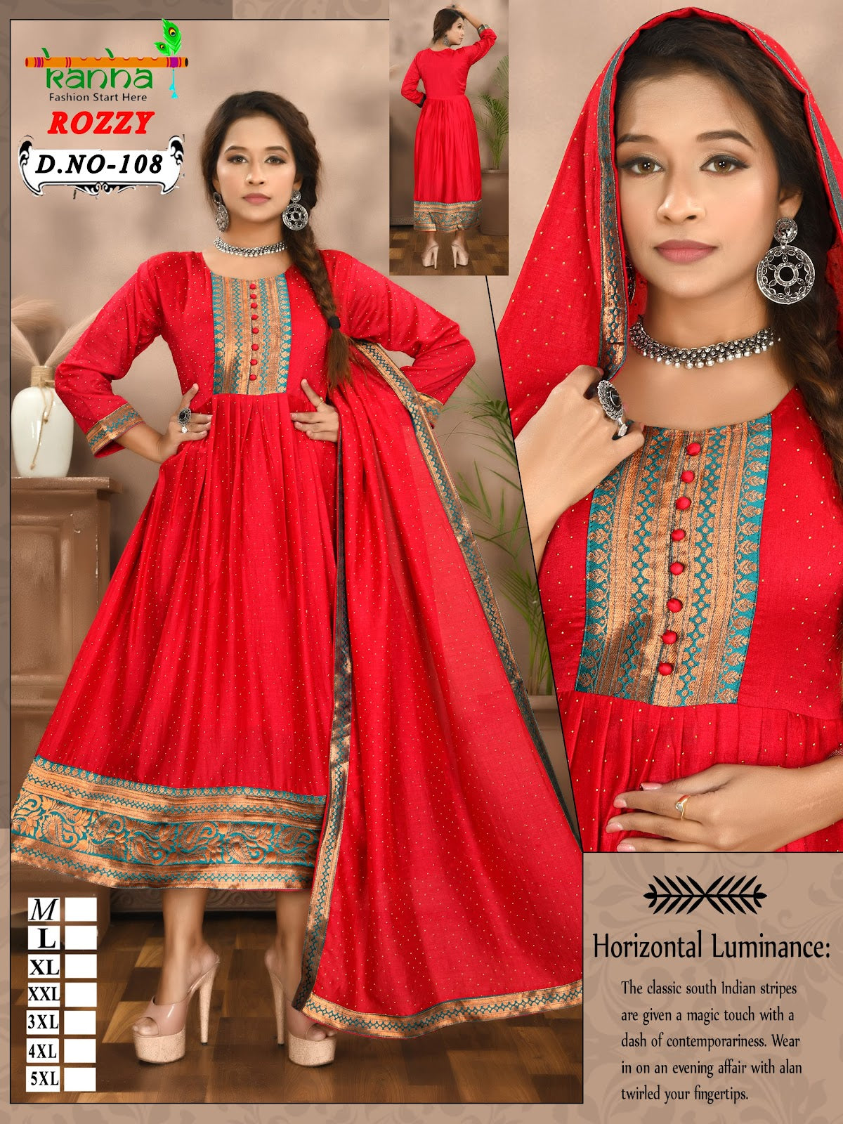 Rozzy Kanha Vichitra Kurti Dupatta Set Supplier Kavya Style Plus
