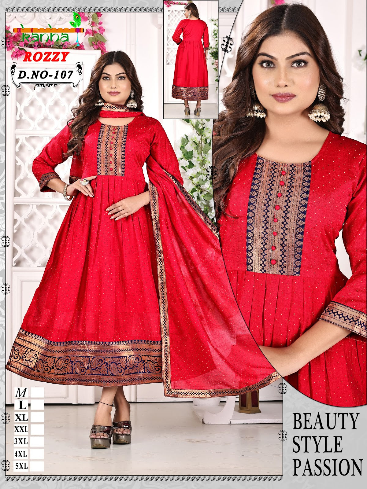 Rozzy Kanha Vichitra Kurti Dupatta Set Supplier Kavya Style Plus