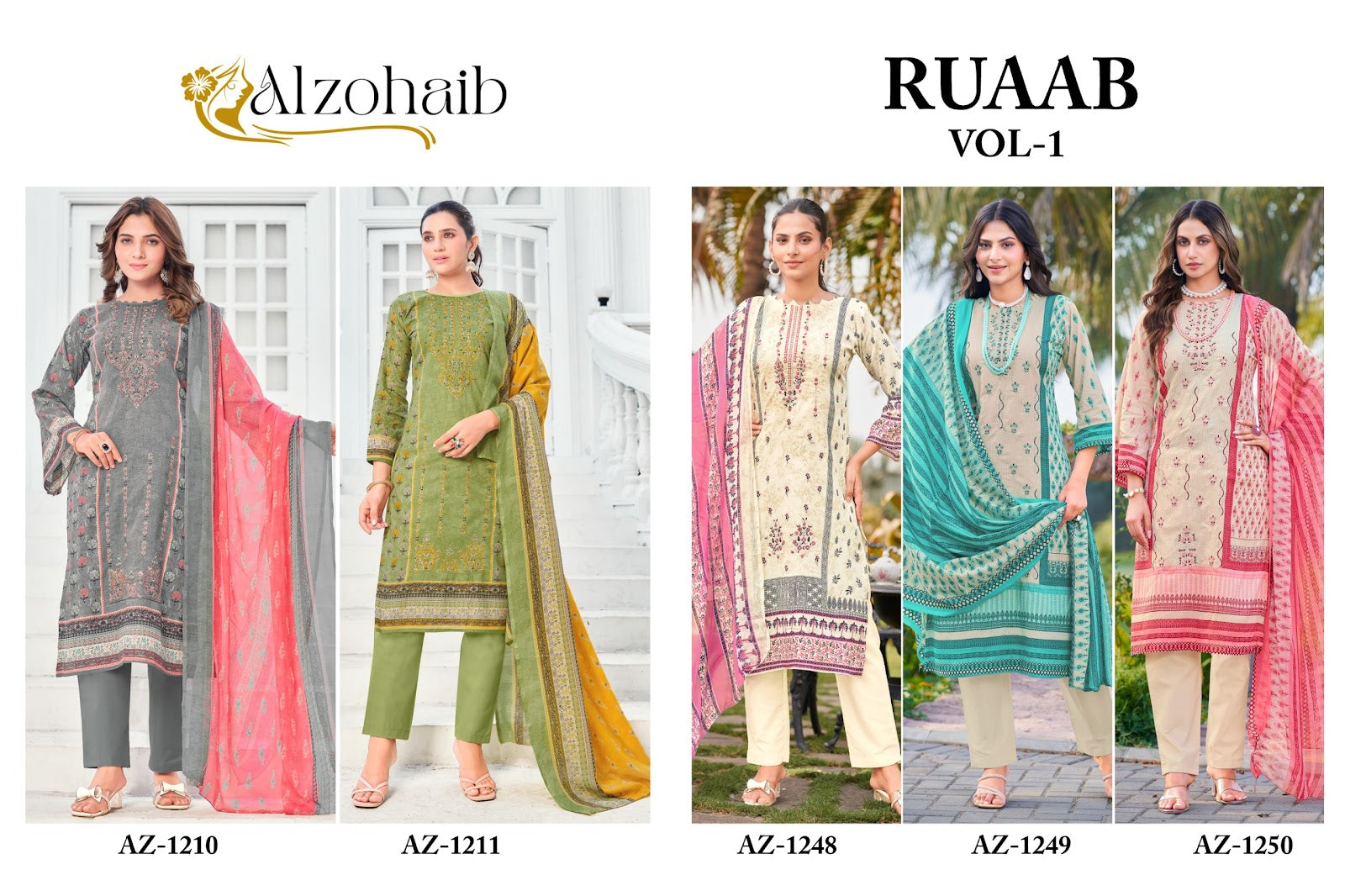 Ruaab Vol 1 Al Zohaib Cotton Karachi Salwar Suits Exporter Ahmedabad
