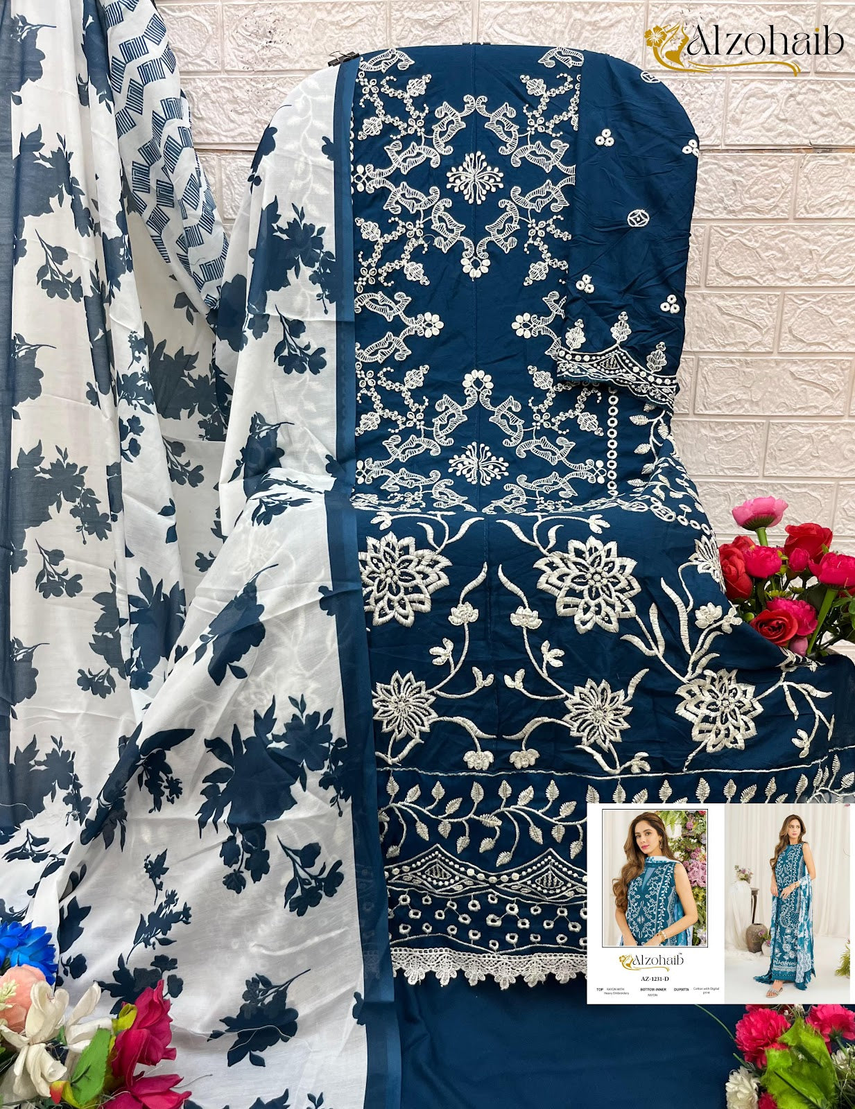 Ruba Vol 1 Az 1231 Al Zohaib Rayon Cotton Karachi Salwar Suits Wholesale