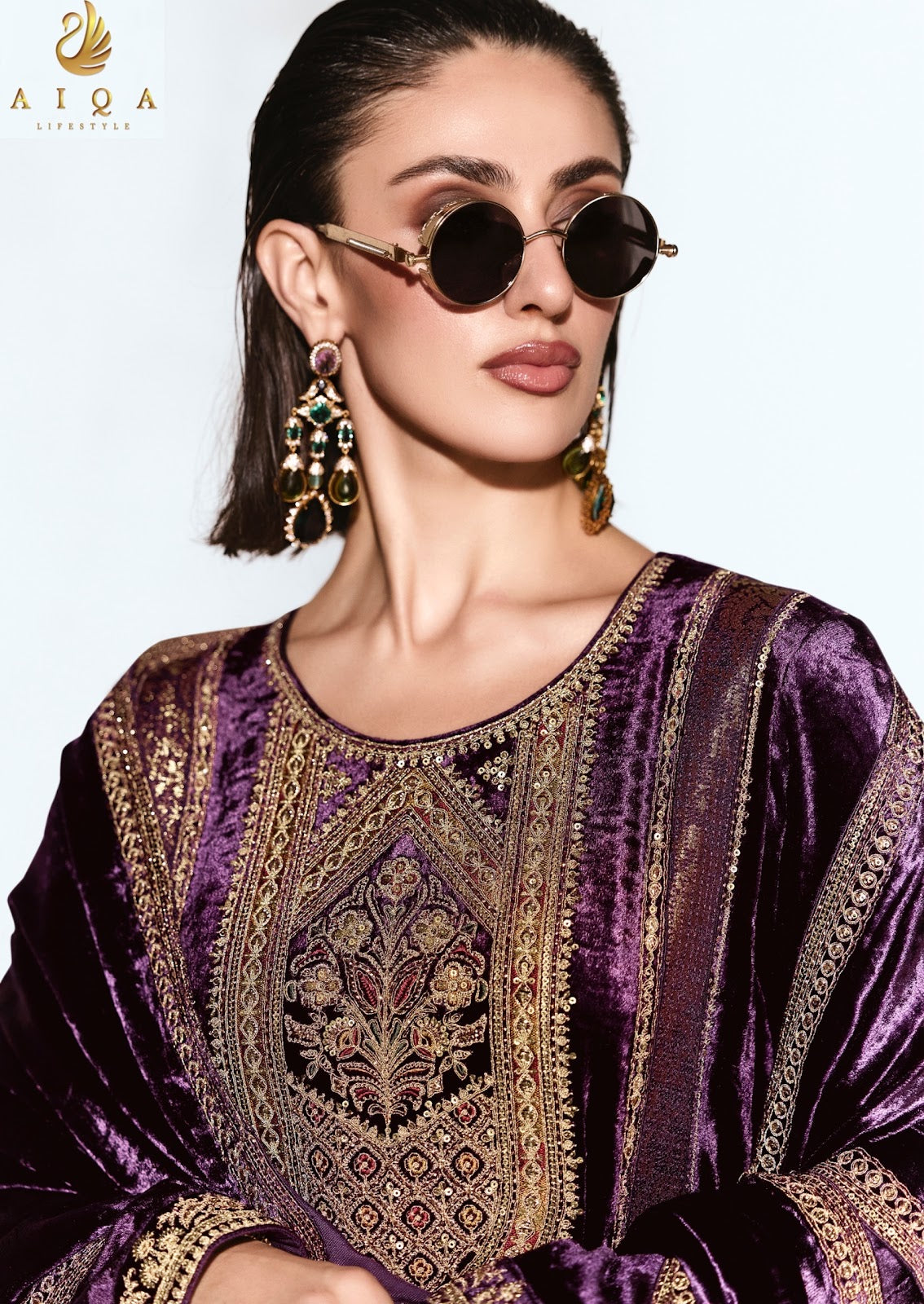 Rubaab Aiqa Viscose Velvet Suits Wholesaler Gujarat