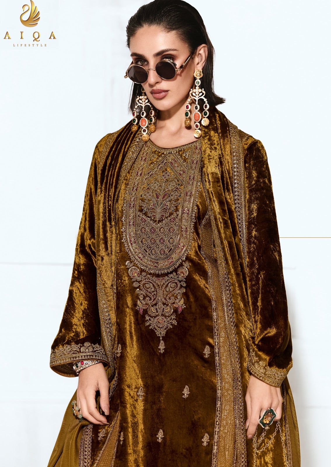 Rubaab Aiqa Viscose Velvet Suits Wholesaler Gujarat