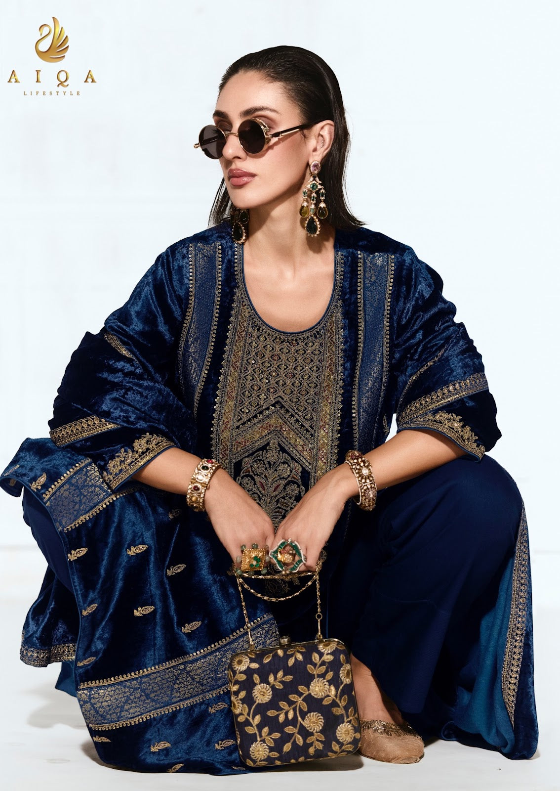 Rubaab Aiqa Viscose Velvet Suits Wholesaler Gujarat