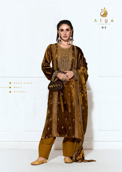 Rubaab Aiqa Viscose Velvet Suits Wholesaler Gujarat