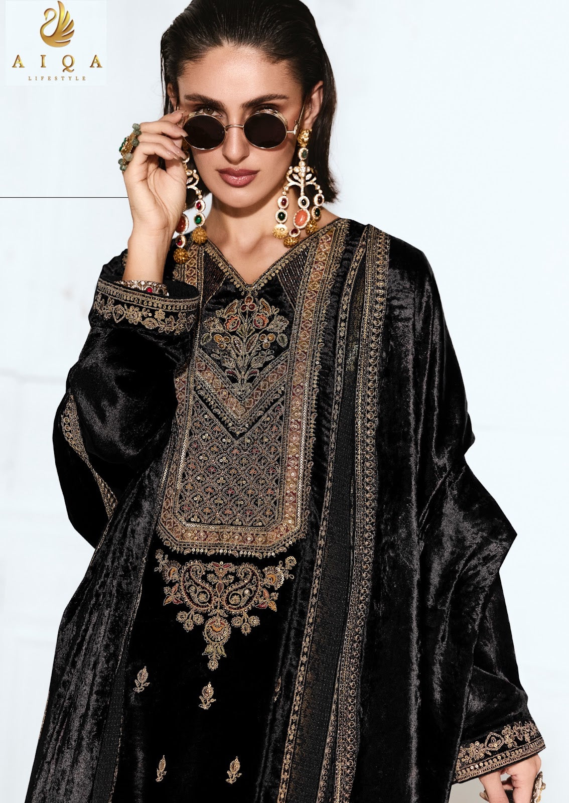 Rubaab Aiqa Viscose Velvet Suits Wholesaler Gujarat