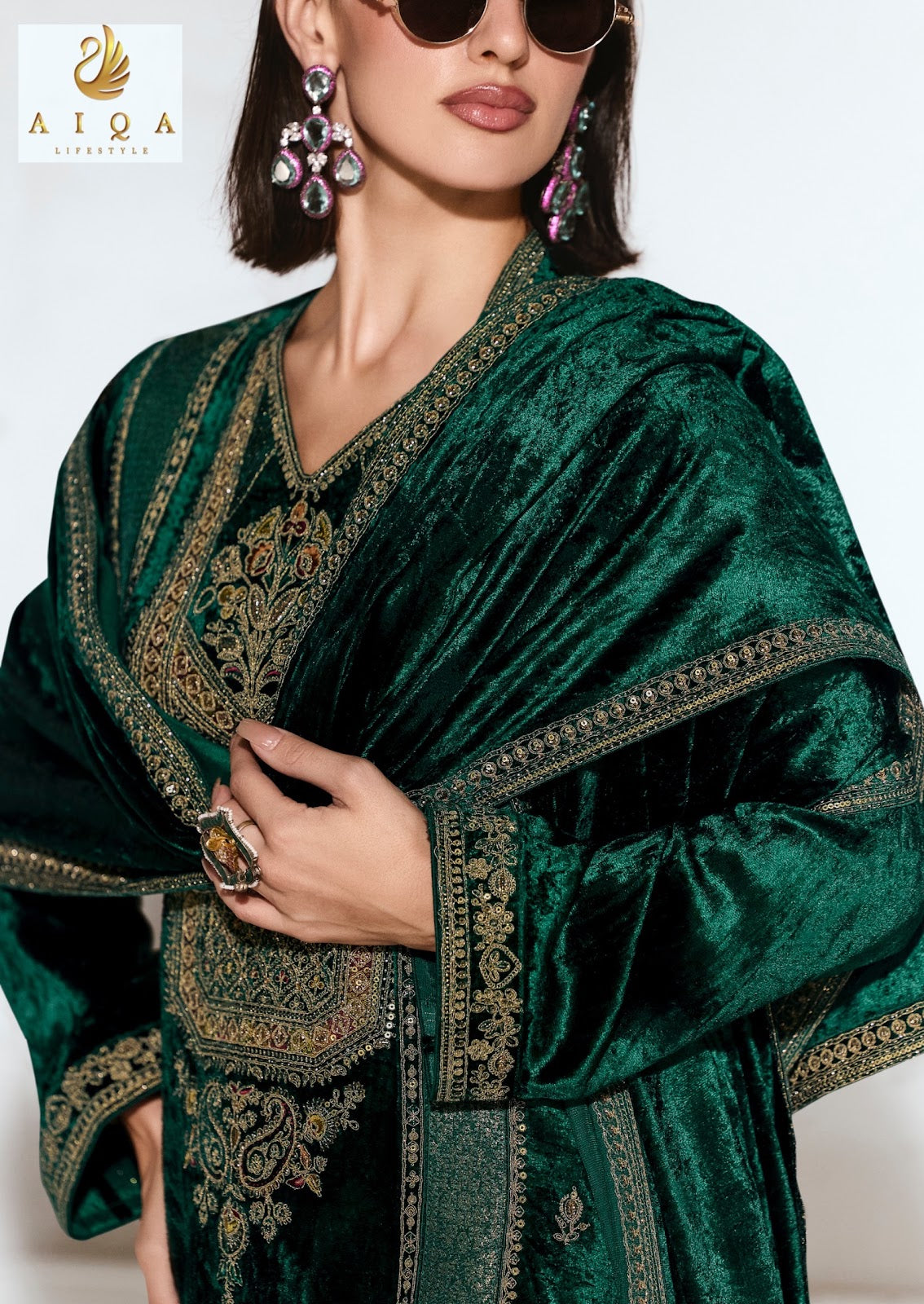 Rubaab Aiqa Viscose Velvet Suits Wholesaler Gujarat