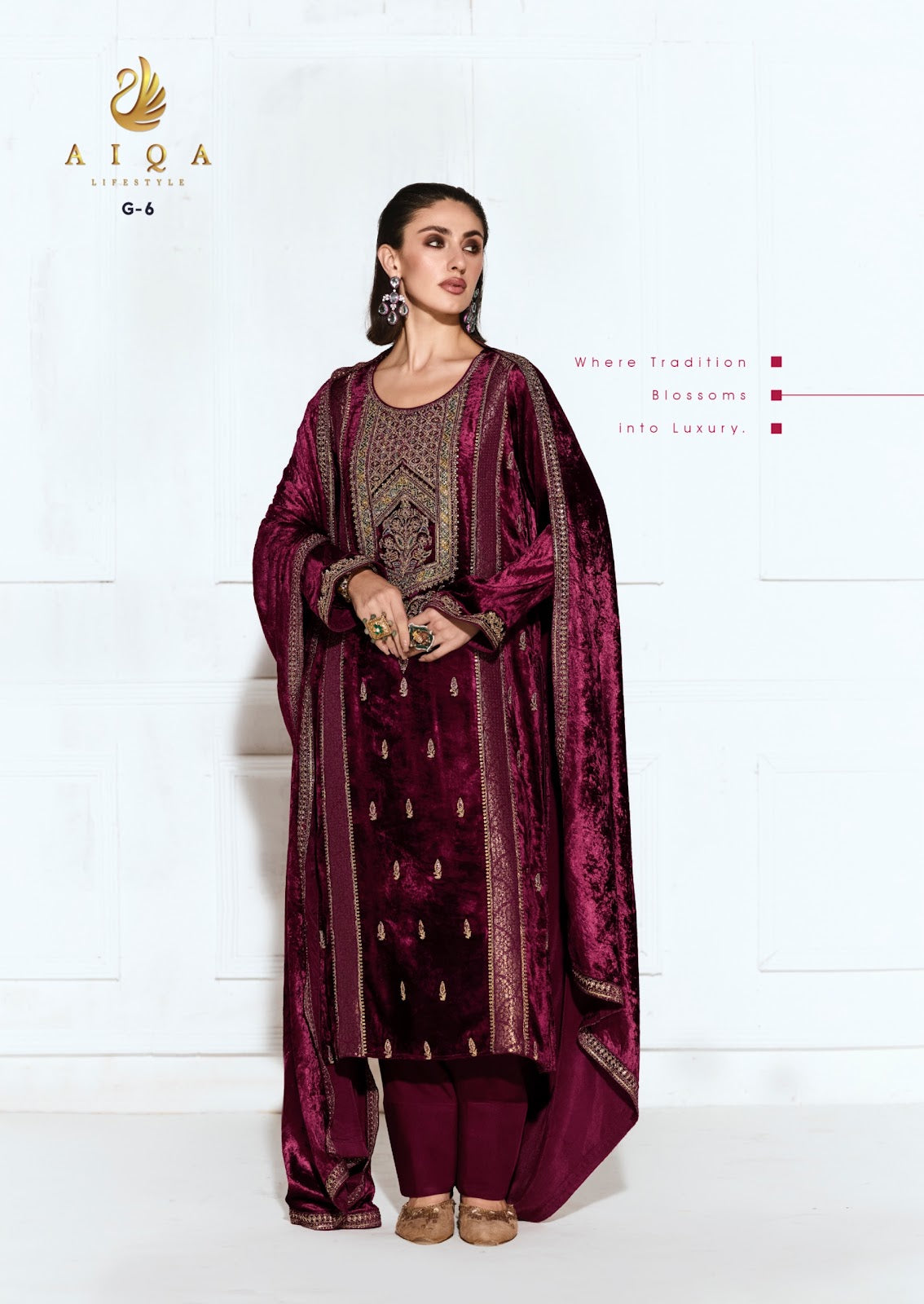 Rubaab Aiqa Viscose Velvet Suits Wholesaler Gujarat