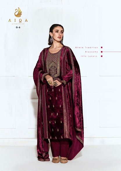 Rubaab Aiqa Viscose Velvet Suits Wholesaler Gujarat
