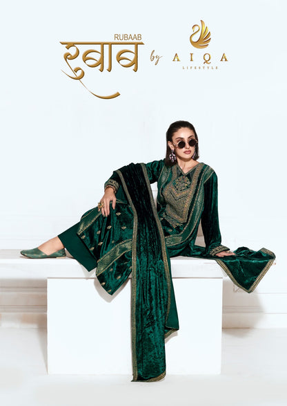 Rubaab Aiqa Viscose Velvet Suits Wholesaler Gujarat