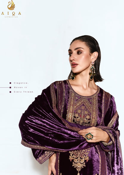 Rubaab Aiqa Viscose Velvet Suits Wholesaler Gujarat