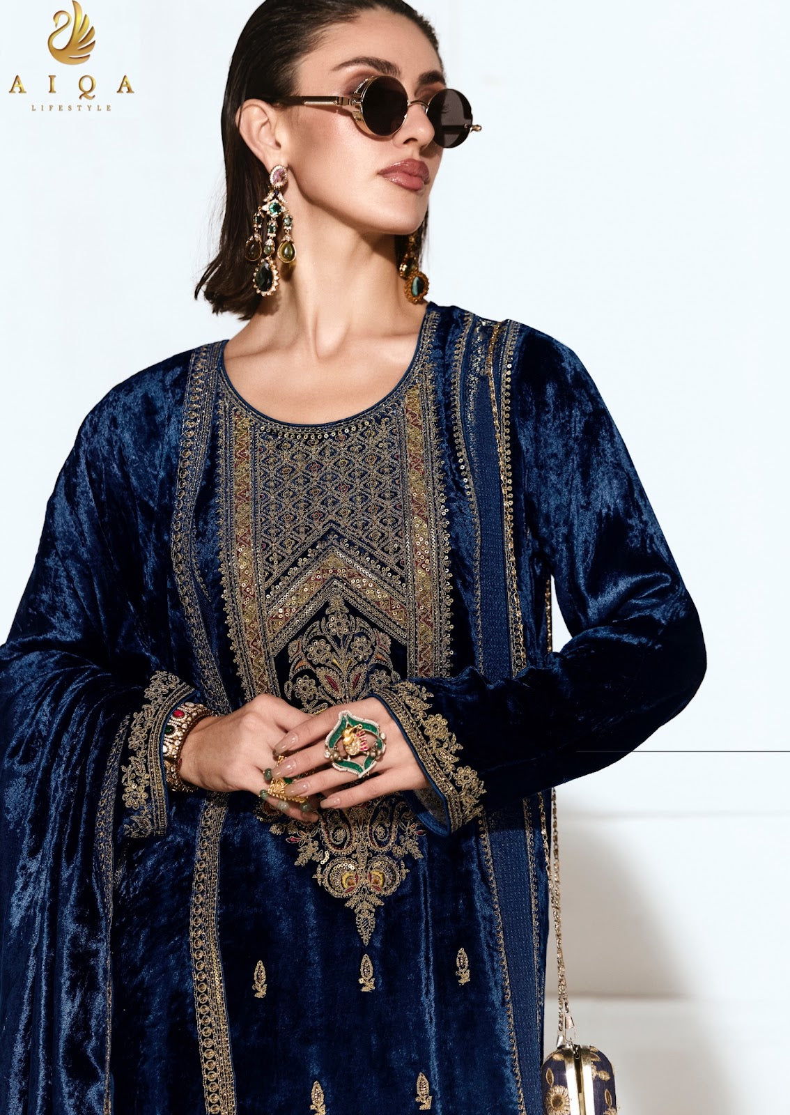 Rubaab Aiqa Viscose Velvet Suits Wholesaler Gujarat