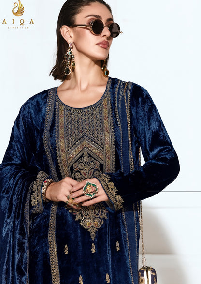 Rubaab Aiqa Viscose Velvet Suits Wholesaler Gujarat