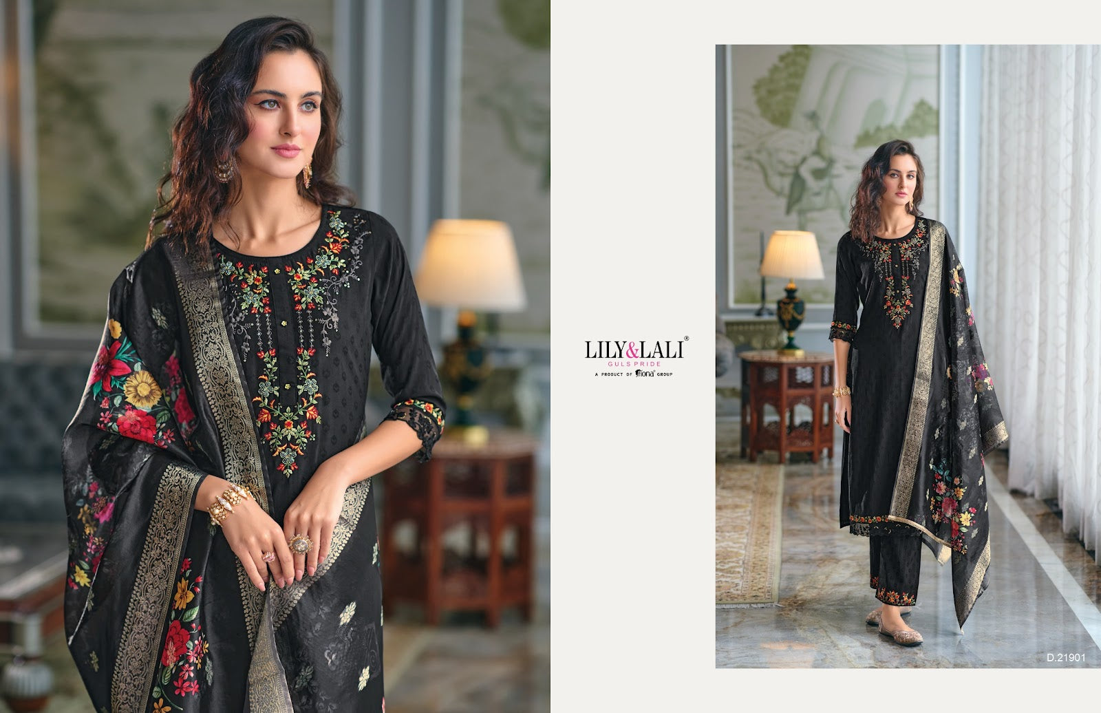 Rubab Lily Lali Self Jacquard Readymade Pant Style Suits Wholesale Price