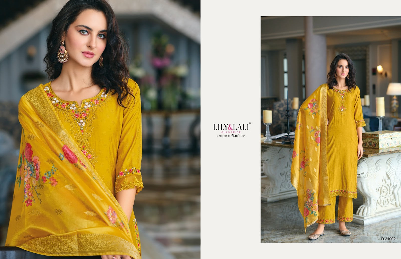 Rubab Lily Lali Self Jacquard Readymade Pant Style Suits Wholesale Price