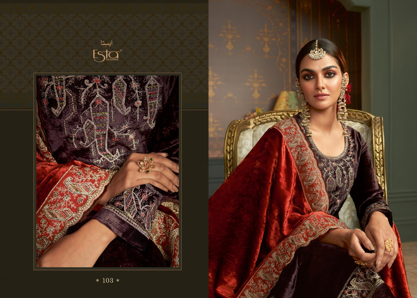 Rubaiyat Esta Designs Pure Silk Velvet Suits Manufacturer