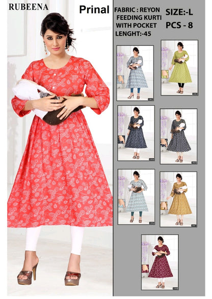 Rubeena Prinal Reyon Feeding Kurtis Exporter India