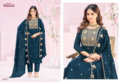 Rubeena Vishnu Impex Satin Chiffon Pant Style Suits Wholesale Price