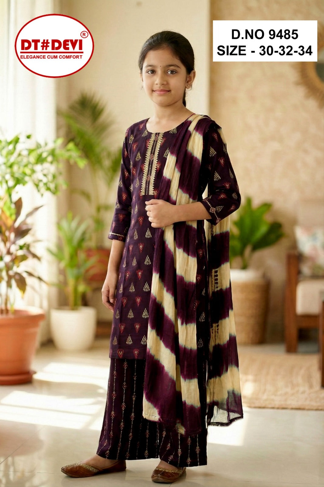 Rubesha Dn 9485 Dt Devi Girls Readymade Palazzo Suits Manufacturer India