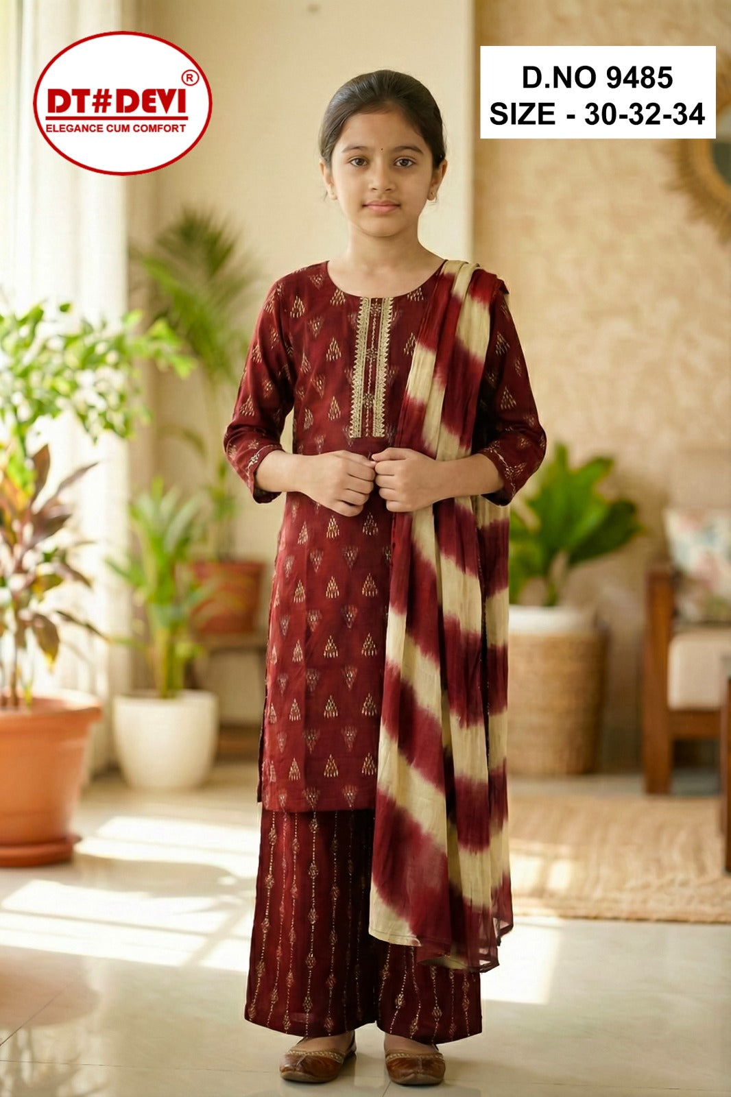 Rubesha Dn 9485 Dt Devi Girls Readymade Palazzo Suits Manufacturer India