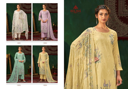 Rubi 12 Relssa Fabrics Premium Cotton Pant Style Suits Wholesaler