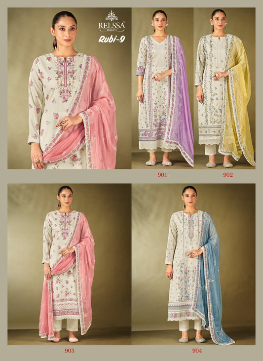 Rubi 9 Relssa Fabrics Cotton Lawn Karachi Salwar Suits Exporter India