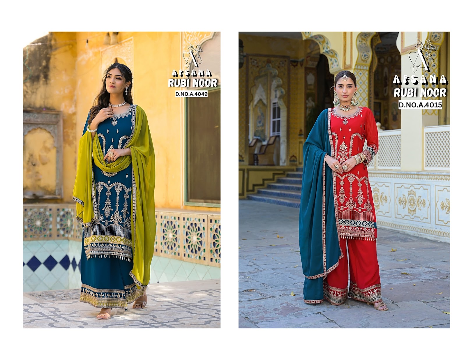 Rubi Noor Afsana Georgette Readymade Plazzo Style Suits Wholesaler Gujarat
