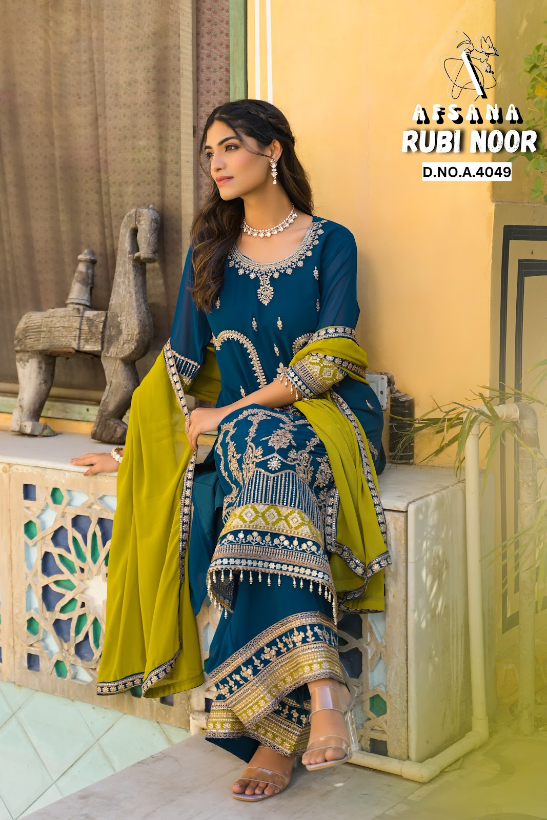 Rubi Noor Afsana Georgette Readymade Plazzo Style Suits Wholesaler Gujarat