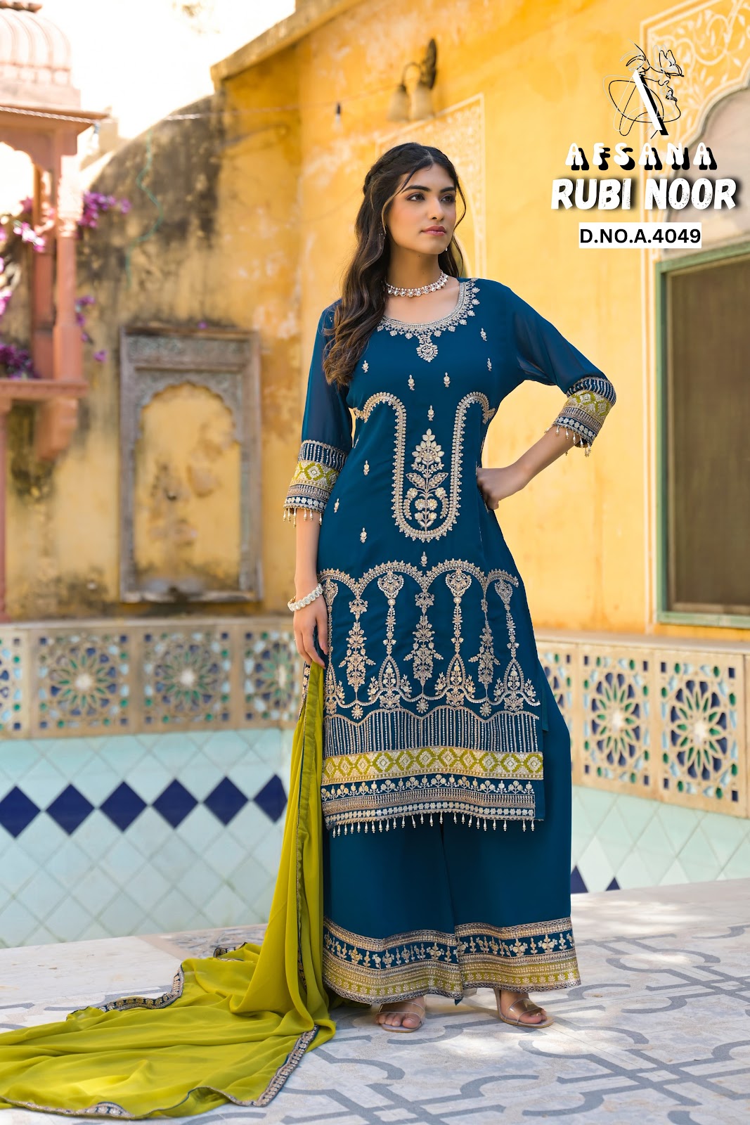 Rubi Noor Afsana Georgette Readymade Plazzo Style Suits Wholesaler Gujarat