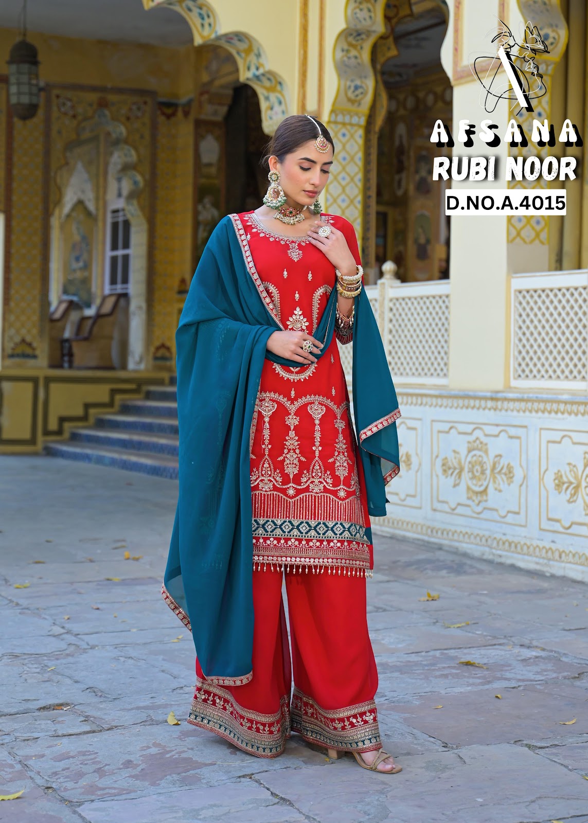 Rubi Noor Afsana Georgette Readymade Plazzo Style Suits Wholesaler Gujarat