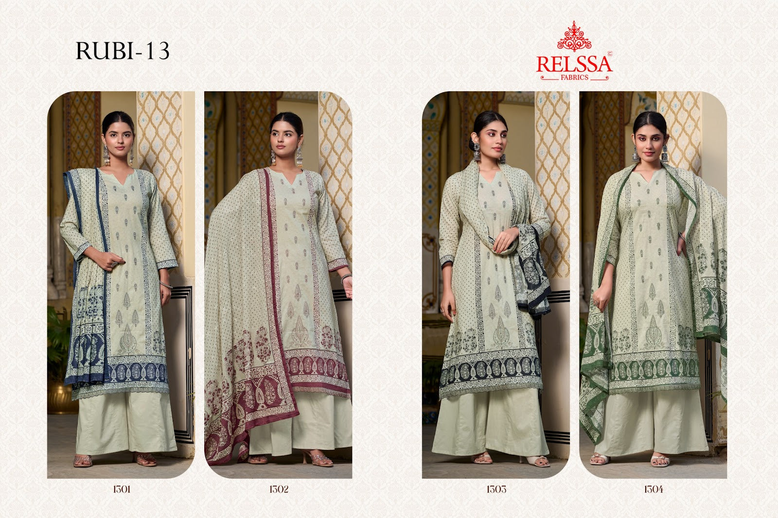 Rubi Vol 13 Relssa Fabrics Cotton Pant Style Suits Supplier Ahmedabad
