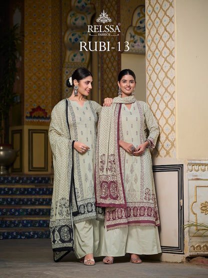 Rubi Vol 13 Relssa Fabrics Cotton Pant Style Suits Supplier Ahmedabad