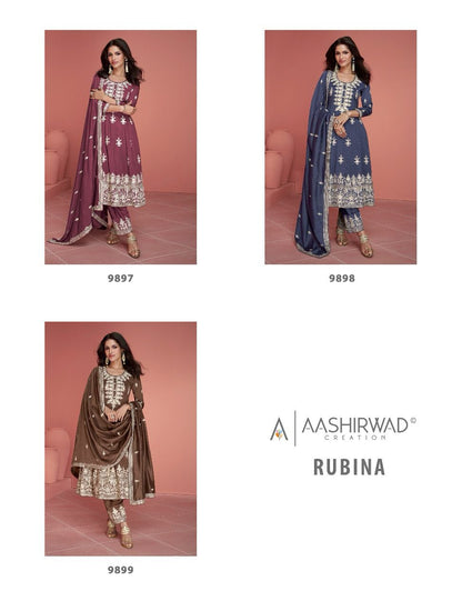Rubina Aashirwad Creation Silk Readymade Pant Style Suits