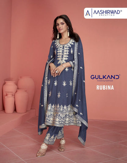 Rubina Aashirwad Creation Silk Readymade Pant Style Suits