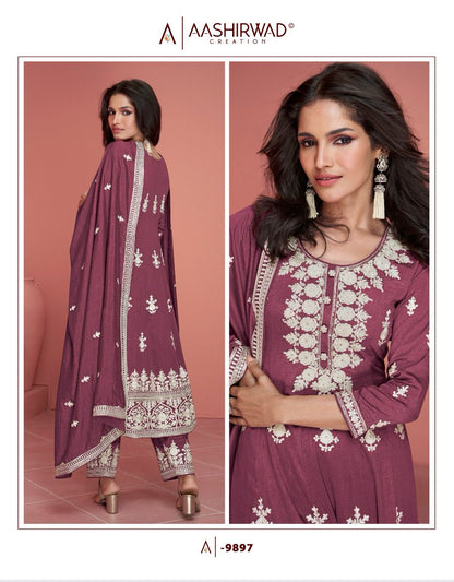 Rubina Aashirwad Creation Silk Readymade Pant Style Suits