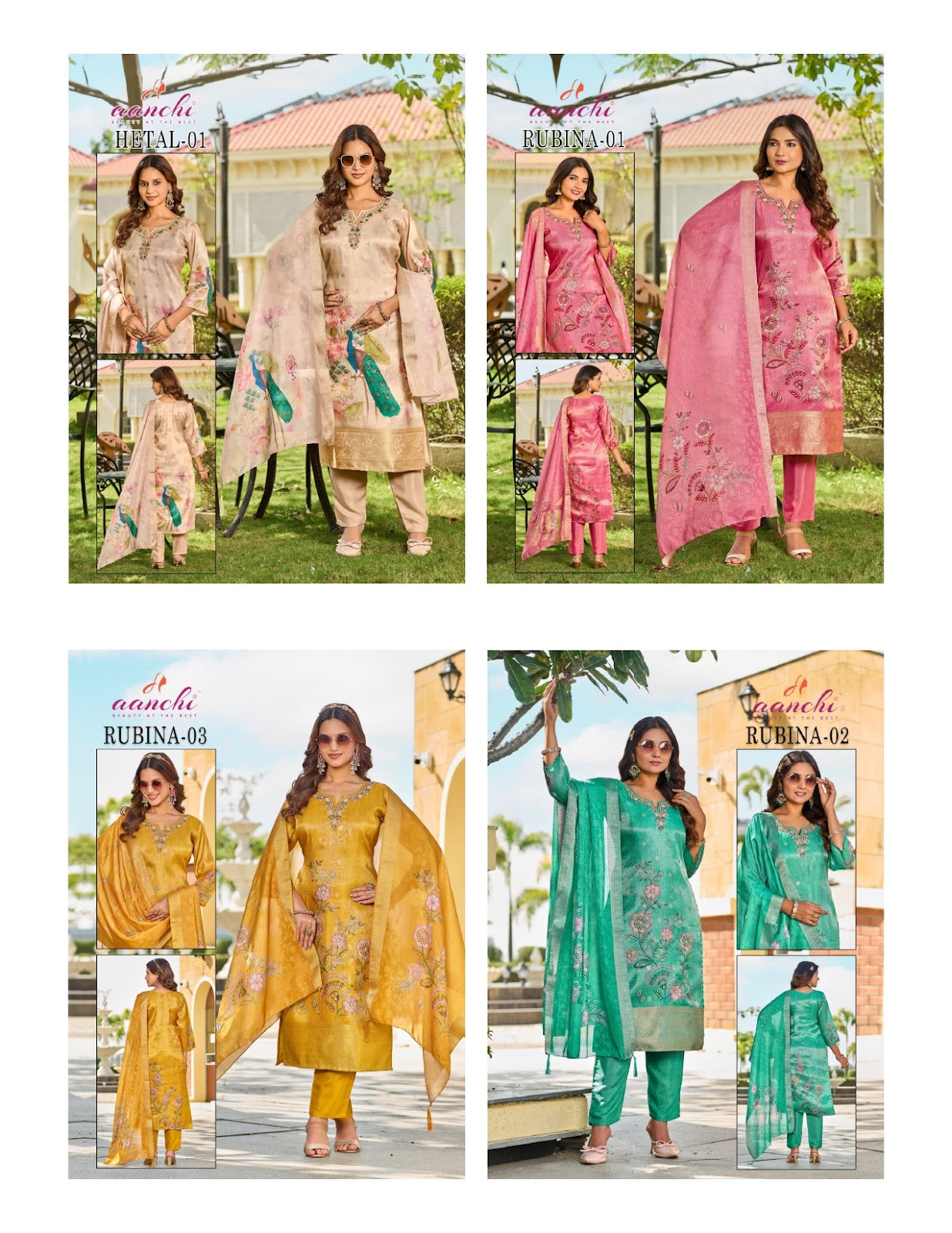 Rubina Hetal Aanchi Jacquard Readymade Pant Style Suits Wholesaler