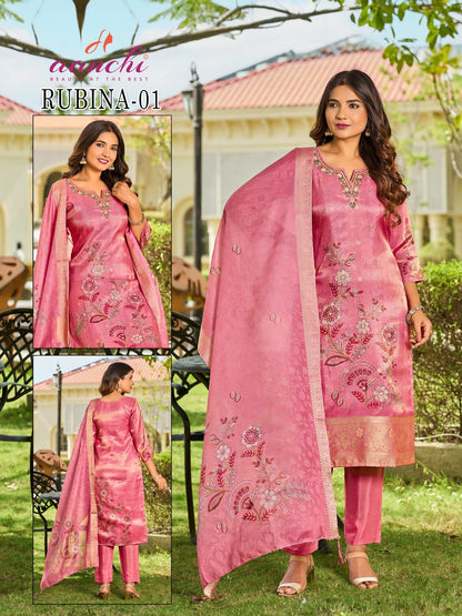 Rubina Hetal Aanchi Jacquard Readymade Pant Style Suits Wholesaler