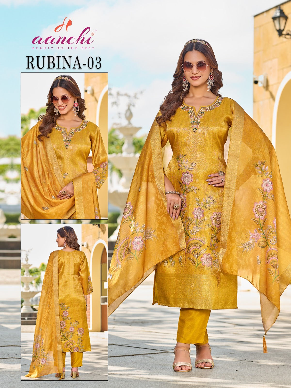 Rubina Hetal Aanchi Jacquard Readymade Pant Style Suits Wholesaler