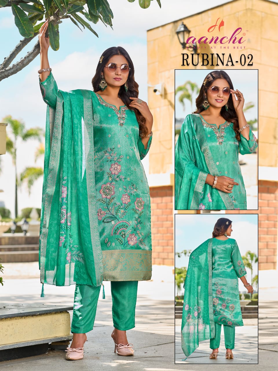Rubina Hetal Aanchi Jacquard Readymade Pant Style Suits Wholesaler