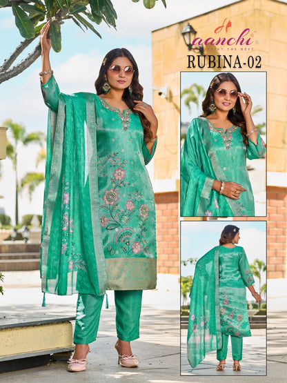 Rubina Hetal Aanchi Jacquard Readymade Pant Style Suits Wholesaler